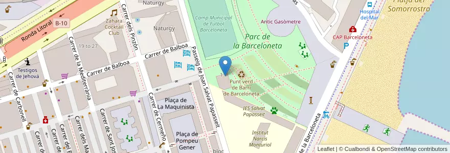 Mapa de ubicacion de Servei de Documentació d'Educació Ambiental (SDEA) en 스페인, Catalunya, Barcelona, Barcelonès, 바르셀로나.