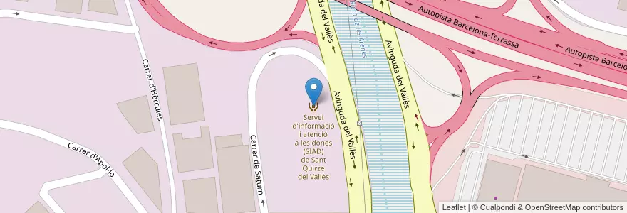 Mapa de ubicacion de Servei d'informació i atenció a les dones (SIAD) de Sant Quirze del Vallès en Испания, Каталония, Барселона, Vallès Occidental, Terrassa.
