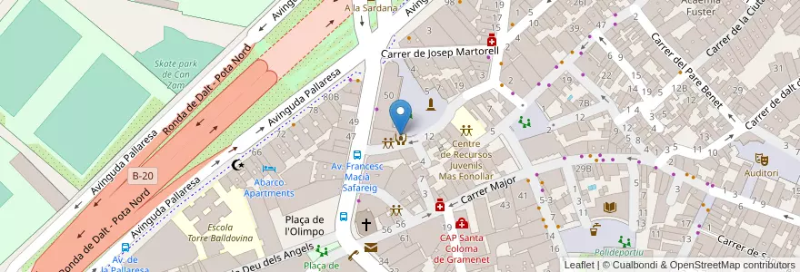 Mapa de ubicacion de Servei d'informació i atenció a les dones (SIAD) de Santa Coloma de Gramenet en 스페인, Catalunya, Barcelona, Barcelonès, Santa Coloma De Gramenet.