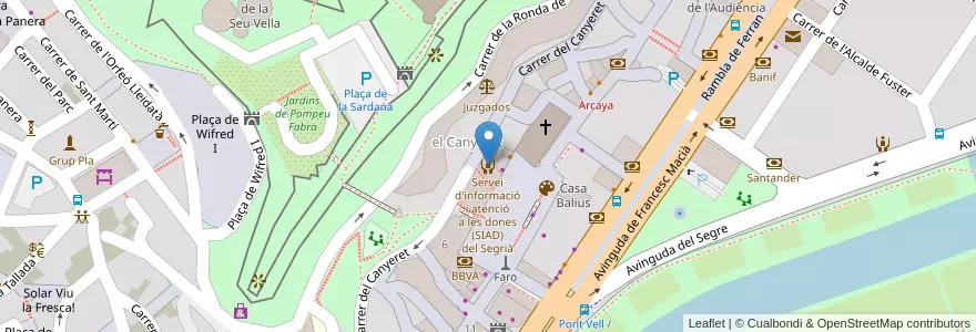 Mapa de ubicacion de Servei d'informació i atenció a les dones (SIAD) del Segrià en 西班牙, Catalunya, 莱里达, Segrià, 莱里达.