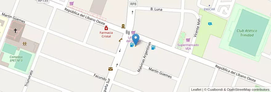Mapa de ubicacion de Servi Compra Ruiz en Argentina, San Juan, Chile, Rawson.