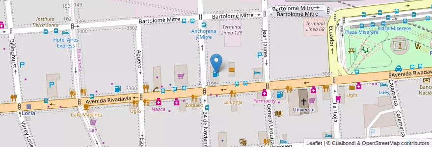 Mapa de ubicacion de Servicentro Anchorena, Balvanera en 아르헨티나, Ciudad Autónoma De Buenos Aires, Comuna 3, 부에노스아이레스.
