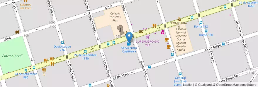 Mapa de ubicacion de Servicentro Castiñeira en الأرجنتين, Córdoba, Departamento Capital, Pedanía Capital, Córdoba, Municipio De Córdoba.