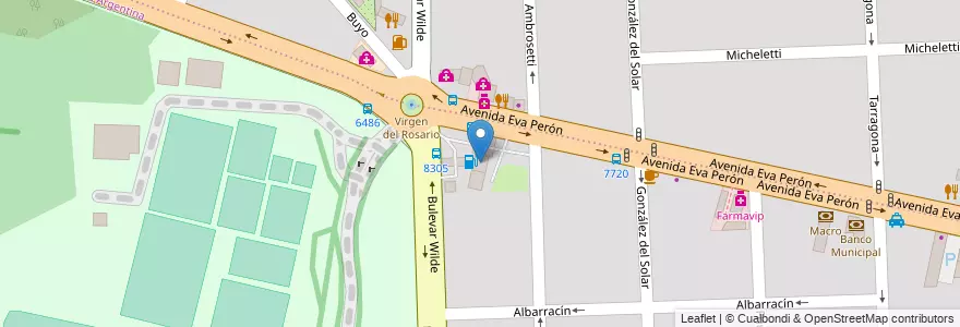 Mapa de ubicacion de Servicentro Fisherton en 阿根廷, Santa Fe, Departamento Rosario, Municipio De Rosario, 罗萨里奥.