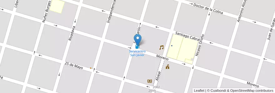 Mapa de ubicacion de Servicentro San Javier en Arjantin, Santa Fe, Departamento San Javier, Municipio De San Javier.
