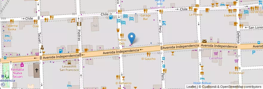 Mapa de ubicacion de Servicio Central, San Telmo en 아르헨티나, Ciudad Autónoma De Buenos Aires, Comuna 1, 부에노스아이레스.