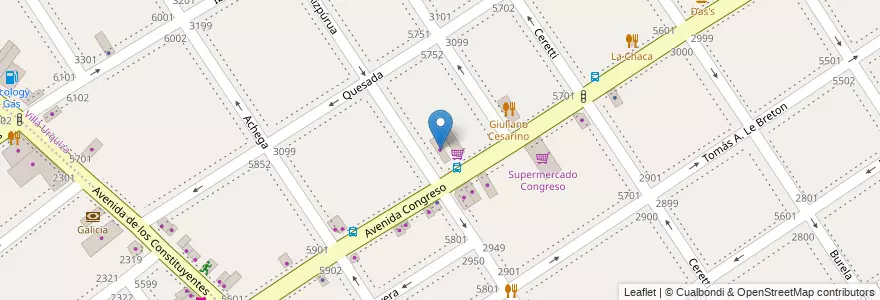 Mapa de ubicacion de Servicio Del Automotor Miguel, Villa Urquiza en 阿根廷, Ciudad Autónoma De Buenos Aires, Comuna 12, 布宜诺斯艾利斯.