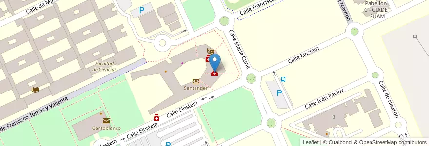 Mapa de ubicacion de Servicio Médico de Salud Laboral de la Universidad Autónoma de Madrid en Spagna, Comunidad De Madrid, Comunidad De Madrid, Área Metropolitana De Madrid Y Corredor Del Henares, Madrid.