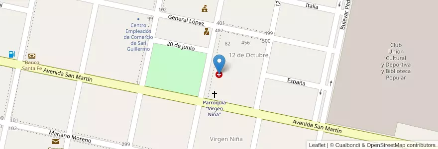 Mapa de ubicacion de Servicio para la Asistencia Médica a la Comunidad de San Guillermo en Argentinien, Santa Fe, Municipio De San Guillermo, Departamento San Cristóbal.