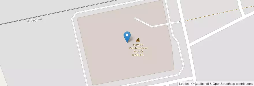 Mapa de ubicacion de Servicio Penitenciario Nro 10 (CARCEL) en アルゼンチン, コルドバ州, Departamento Cruz Del Eje, Municipio De Cruz Del Eje, Pedanía Cruz Del Eje, Cruz Del Eje.