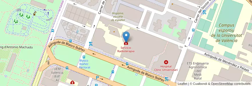 Mapa de ubicacion de Servicio Radioterapia en スペイン, バレンシア州, València / Valencia, Comarca De València, València.