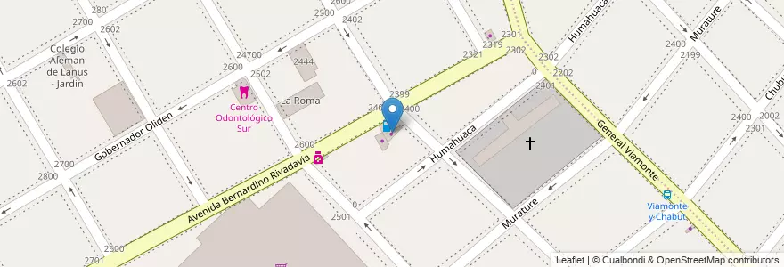 Mapa de ubicacion de ServiCompras en 아르헨티나, 부에노스아이레스주, Partido De Lanús, Lanús Oeste.