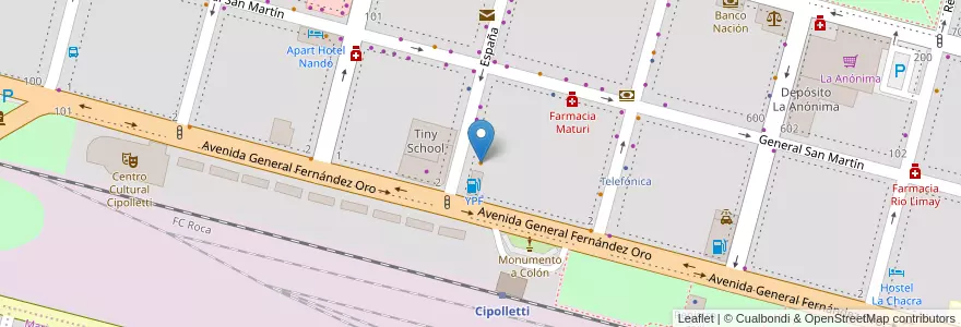 Mapa de ubicacion de Servicompras en 아르헨티나, 칠레, 리오네그로주, Cipolletti, Departamento General Roca.