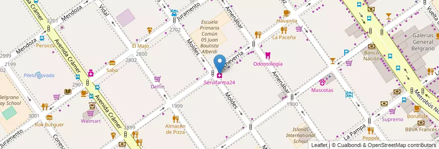 Mapa de ubicacion de Servifarma24, Belgrano en آرژانتین, Ciudad Autónoma De Buenos Aires, Buenos Aires, Comuna 13.