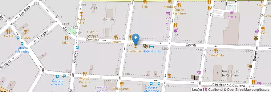 Mapa de ubicacion de Seta Bar, Palermo en Argentinië, Ciudad Autónoma De Buenos Aires, Buenos Aires.