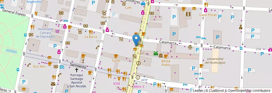 Mapa de ubicacion de Setter en Argentine, Chili, Mendoza, Departamento Capital, Ciudad De Mendoza.