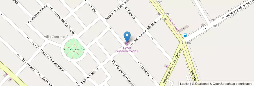 Mapa de ubicacion de Seven Supermercados en Argentina, Buenos Aires, Partido De General San Martín, San Andrés.