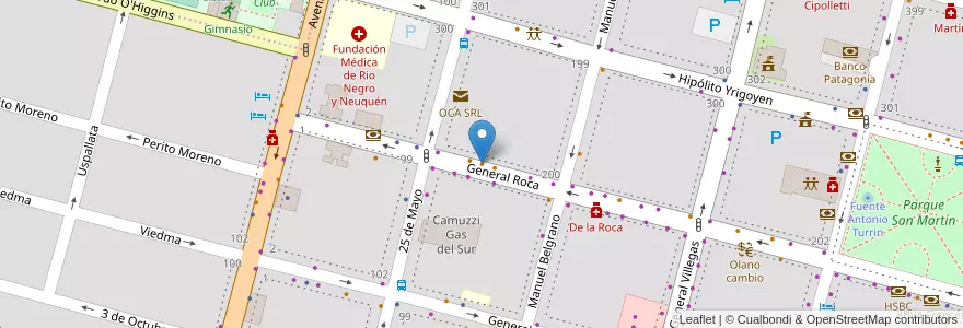 Mapa de ubicacion de Shamrock Bar en アルゼンチン, チリ, リオネグロ州, Cipolletti, Departamento General Roca.