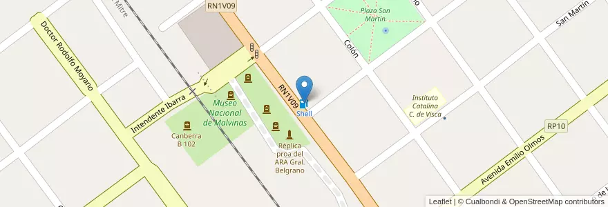 Mapa de ubicacion de Shell en Аргентина, Кордова, Departamento Tercero Arriba, Pedanía Zorros, Municipio De Oliva, Oliva.