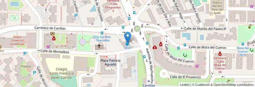 Mapa de ubicacion de Shell en Испания, Мадрид, Мадрид, Área Metropolitana De Madrid Y Corredor Del Henares, Мадрид.