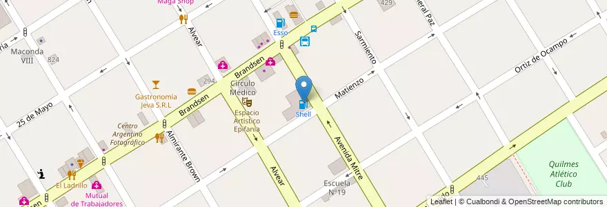 Mapa de ubicacion de Shell en الأرجنتين, بوينس آيرس, Partido De Quilmes, Quilmes.