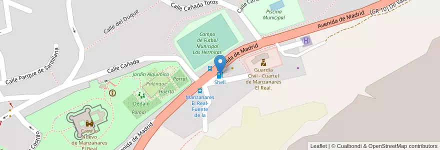 Mapa de ubicacion de Shell en إسبانيا, منطقة مدريد, منطقة مدريد, Cuenca Alta Del Manzanares, Manzanares El Real.
