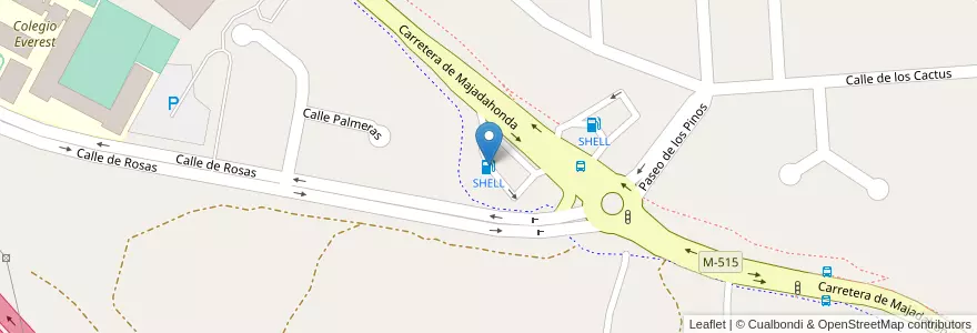 Mapa de ubicacion de SHELL en إسبانيا, منطقة مدريد, منطقة مدريد, Área Metropolitana De Madrid Y Corredor Del Henares, Pozuelo De Alarcón.