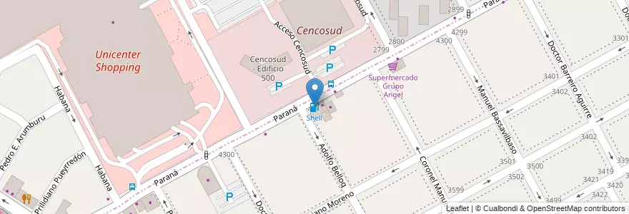 Mapa de ubicacion de Shell en Arjantin, Buenos Aires, Partido De San Isidro.