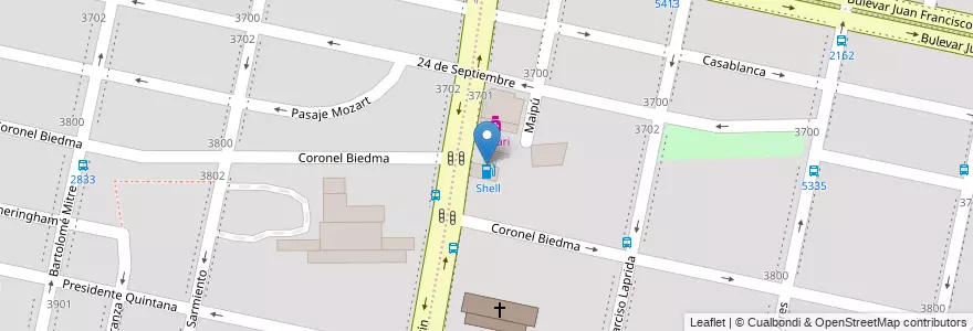 Mapa de ubicacion de Shell en آرژانتین, سانتافه, Departamento Rosario, Municipio De Rosario, تسبیح.