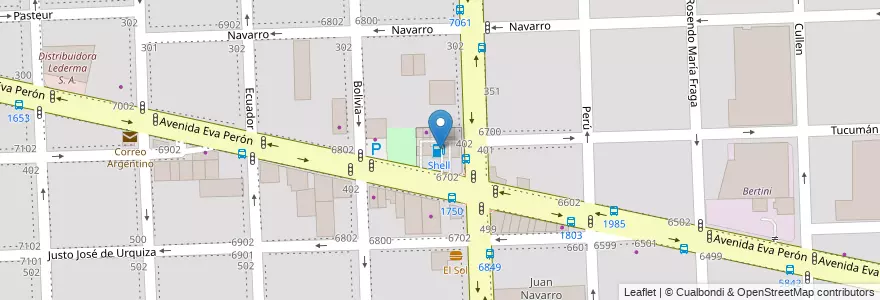 Mapa de ubicacion de Shell en 阿根廷, Santa Fe, Departamento Rosario, Municipio De Rosario, 罗萨里奥.