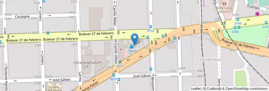 Mapa de ubicacion de Shell en Argentina, Santa Fe, Departamento Rosario, Municipio De Rosario, Rosário.
