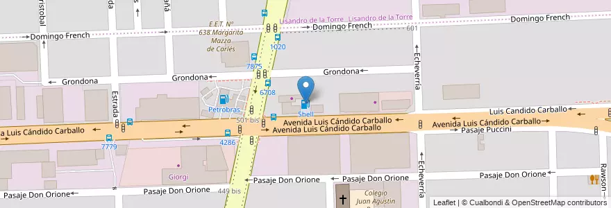 Mapa de ubicacion de Shell en 아르헨티나, Santa Fe, Departamento Rosario, Municipio De Rosario, 로사리오.
