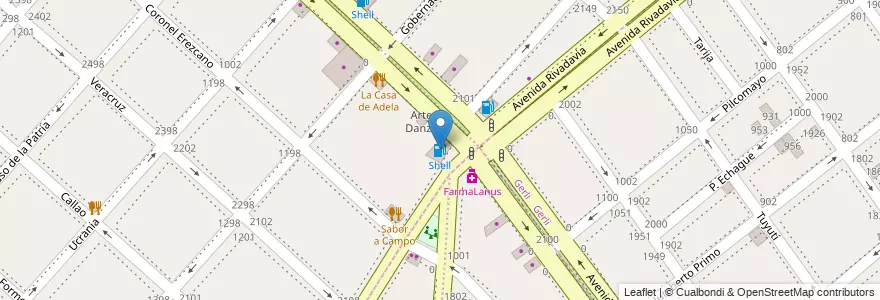 Mapa de ubicacion de Shell en Arjantin, Buenos Aires, Partido De Lanús.