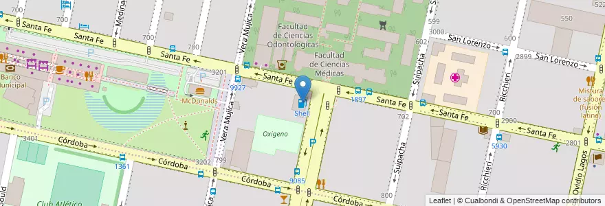 Mapa de ubicacion de Shell en Argentina, Santa Fe, Departamento Rosario, Municipio De Rosario, Rosario.