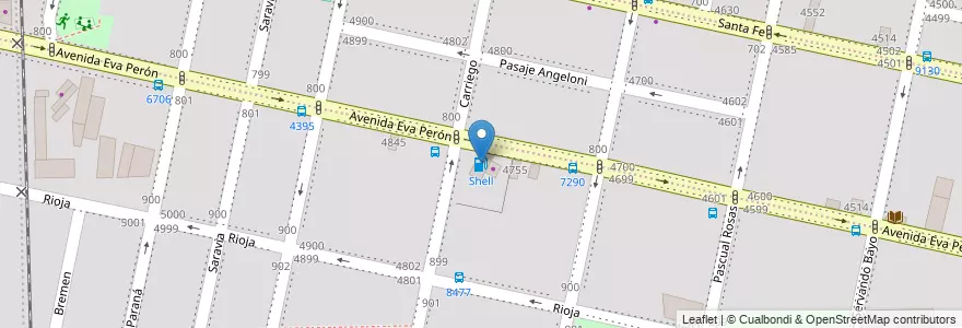 Mapa de ubicacion de Shell en 아르헨티나, Santa Fe, Departamento Rosario, Municipio De Rosario, 로사리오.