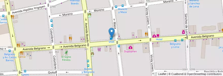 Mapa de ubicacion de Shell, Almagro en Argentinien, Ciudad Autónoma De Buenos Aires, Comuna 5, Buenos Aires.