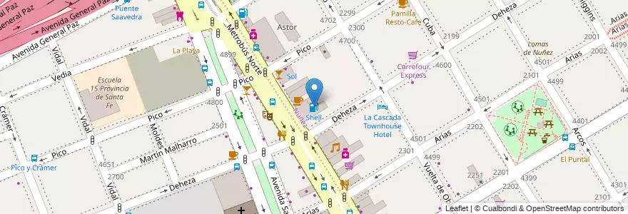 Mapa de ubicacion de Shell, Nuñez en Argentinien, Ciudad Autónoma De Buenos Aires, Buenos Aires, Comuna 13.