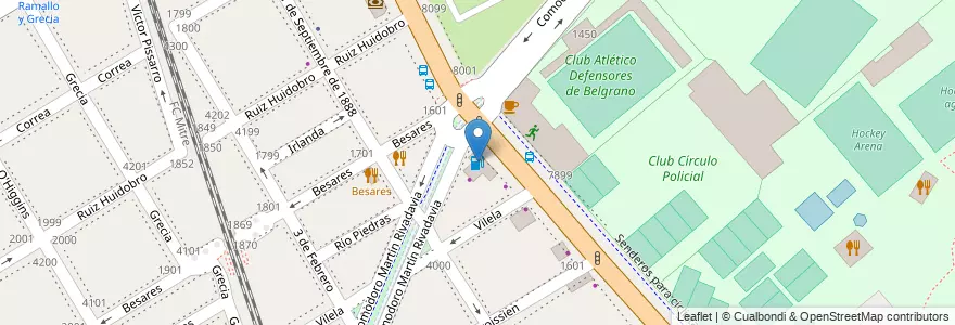 Mapa de ubicacion de Shell, Nuñez en 아르헨티나, Ciudad Autónoma De Buenos Aires, 부에노스아이레스, Comuna 13.