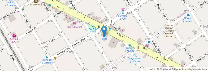 Mapa de ubicacion de Shell, Saavedra en Argentine, Ciudad Autónoma De Buenos Aires, Comuna 12, Buenos Aires.