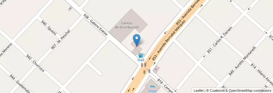 Mapa de ubicacion de Shell Shop en Argentinië, Buenos Aires, Partido De Tres De Febrero.
