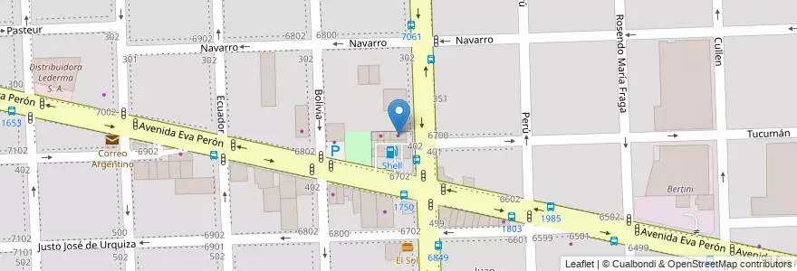 Mapa de ubicacion de Shell Shop en 아르헨티나, Santa Fe, Departamento Rosario, Municipio De Rosario, 로사리오.