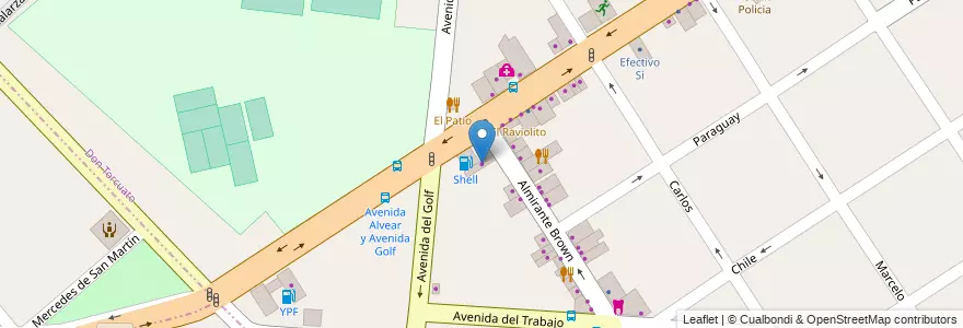 Mapa de ubicacion de Shell Shop en Argentine, Province De Buenos Aires, Don Torcuato.