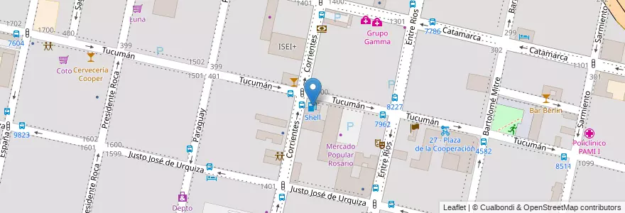 Mapa de ubicacion de Shell en Arjantin, Santa Fe, Departamento Rosario, Municipio De Rosario, Rosario.