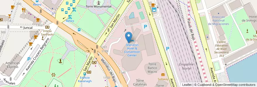 Mapa de ubicacion de Sheraton Hotel & Convention Center, Retiro en Argentinien, Ciudad Autónoma De Buenos Aires, Comuna 1, Buenos Aires.
