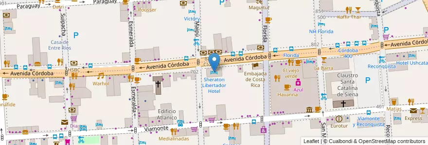 Mapa de ubicacion de Sheraton Libertador Hotel, San Nicolas en Argentinië, Ciudad Autónoma De Buenos Aires, Comuna 1, Buenos Aires.