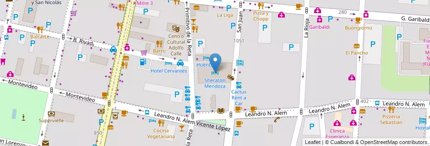 Mapa de ubicacion de Sheraton Mendoza en Аргентина, Чили, Мендоса, Departamento Capital, Ciudad De Mendoza, Sección 3ª Parque O'Higgins.
