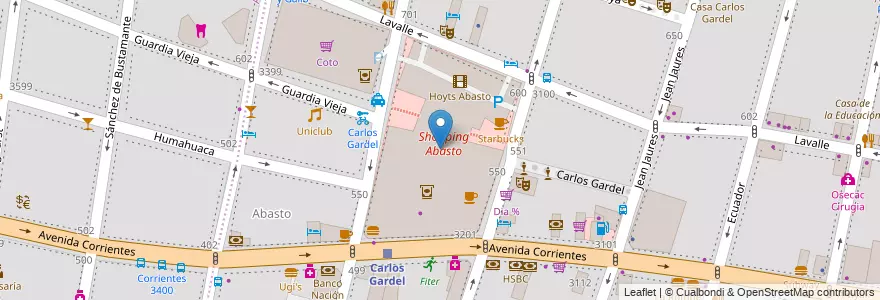 Mapa de ubicacion de Shopping Abasto, Balvanera en Arjantin, Ciudad Autónoma De Buenos Aires, Buenos Aires.