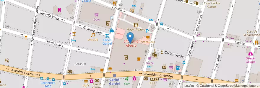 Mapa de ubicacion de Shopping Abasto, Balvanera en Argentinien, Ciudad Autónoma De Buenos Aires, Buenos Aires.