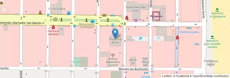Mapa de ubicacion de Shopping Ancla en Argentina, Partido De La Costa, Mar De Ajó.