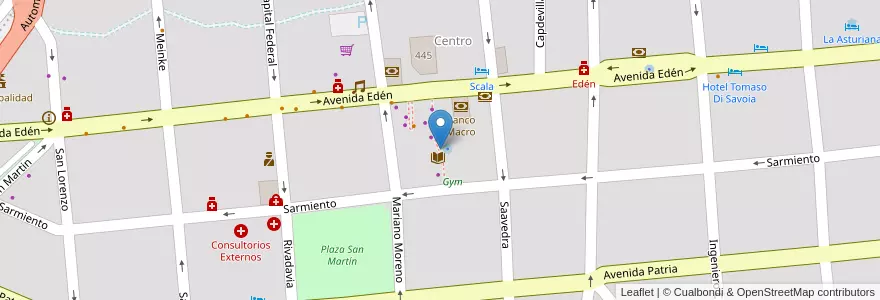 Mapa de ubicacion de Shopping Estación Edén en 아르헨티나, Córdoba, Departamento Punilla, Pedanía San Antonio, Municipio De La Falda.